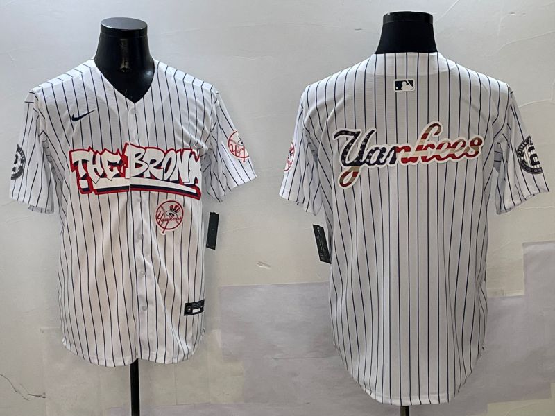 Men New York Yankees Blank White Stripe four generations Joint Name 2025 Nike MLB Jersey style 22->new york yankees->MLB Jersey